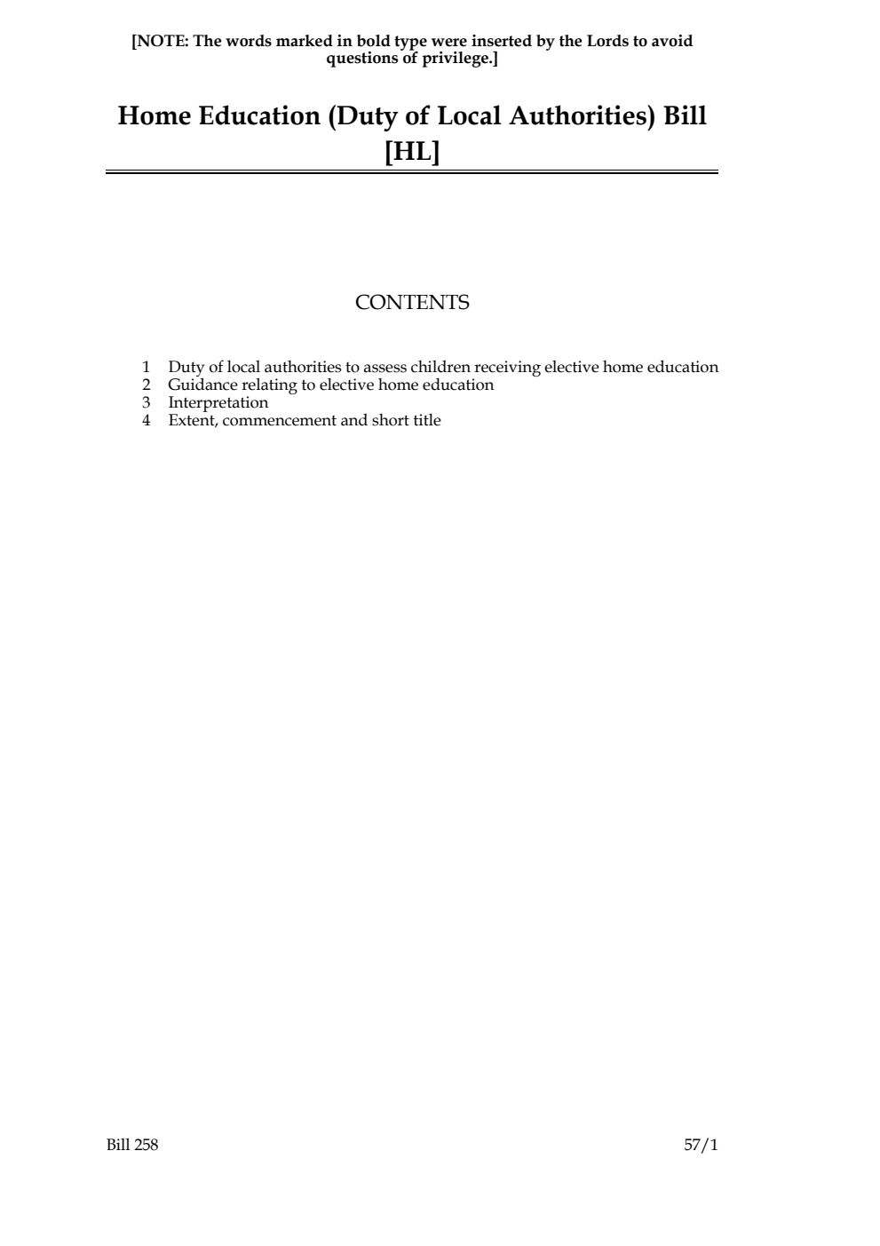 Home Education (Duty of Local Authorities) Bill