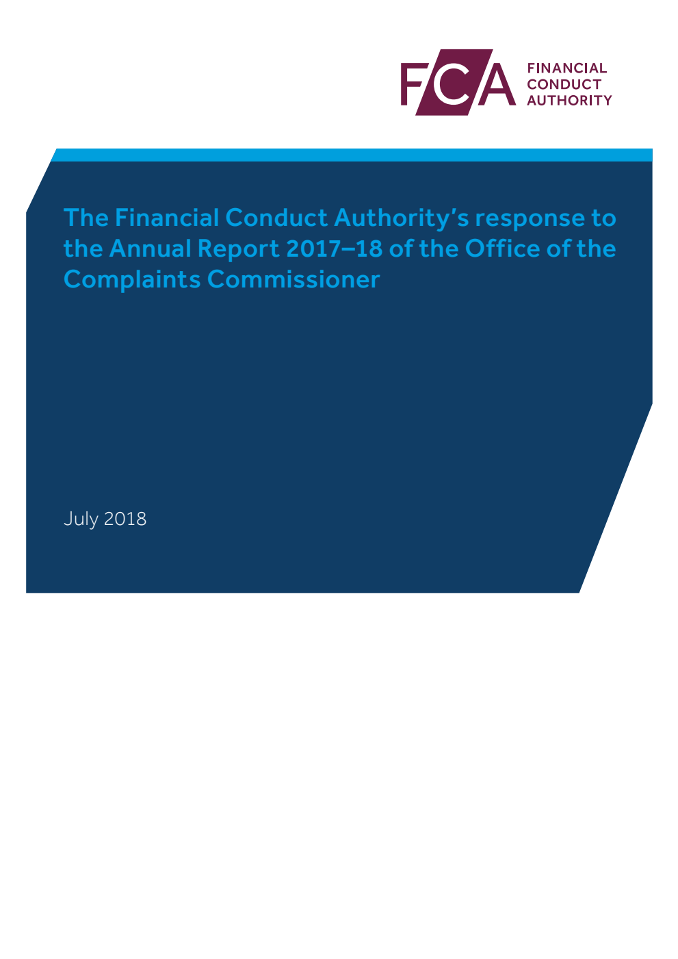The Financial Conduct Authority's response to the Annual Report 2017-18 of the Office of the Complaints Commissioner