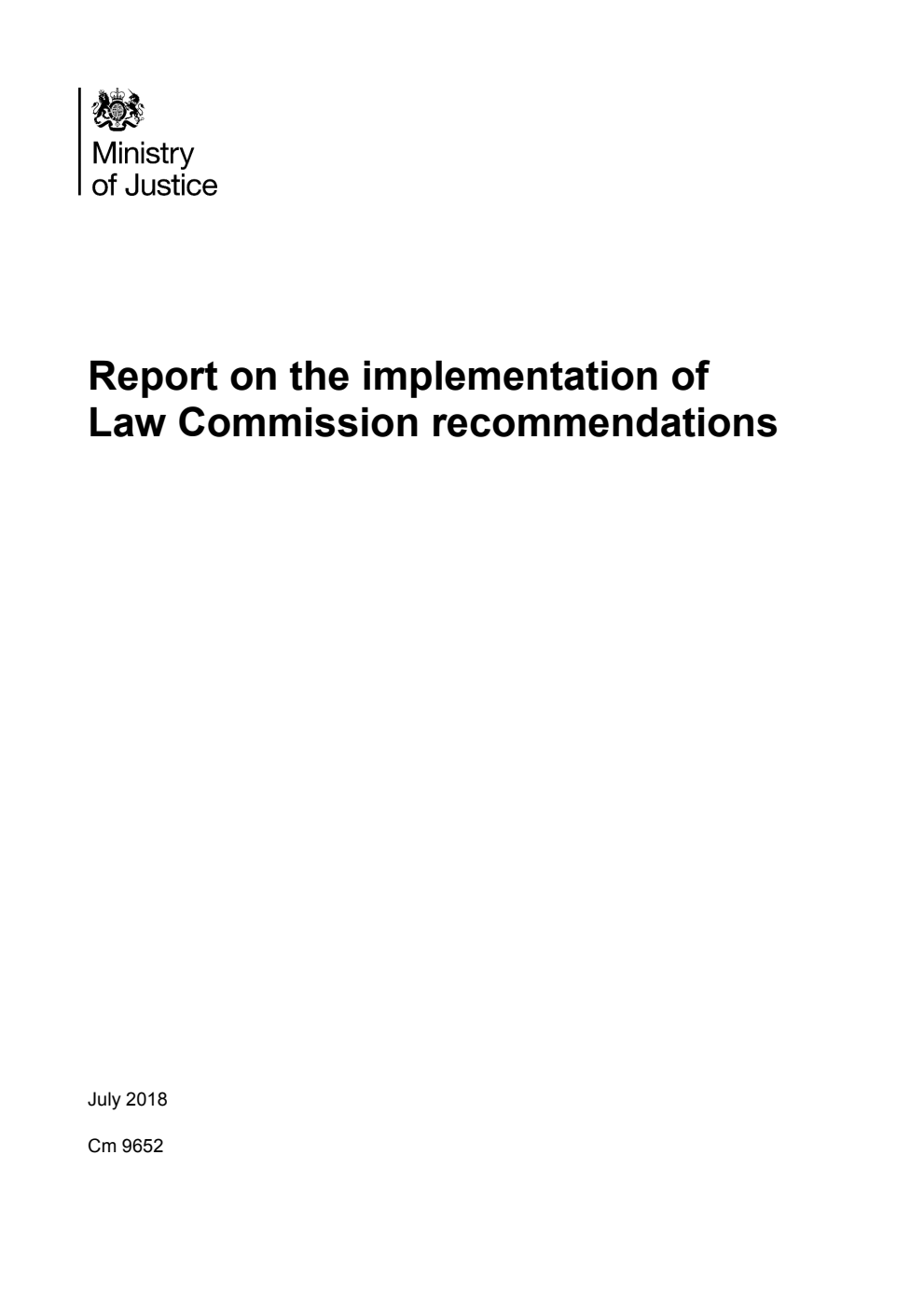 Report on the implementation of Law Commission recommendations