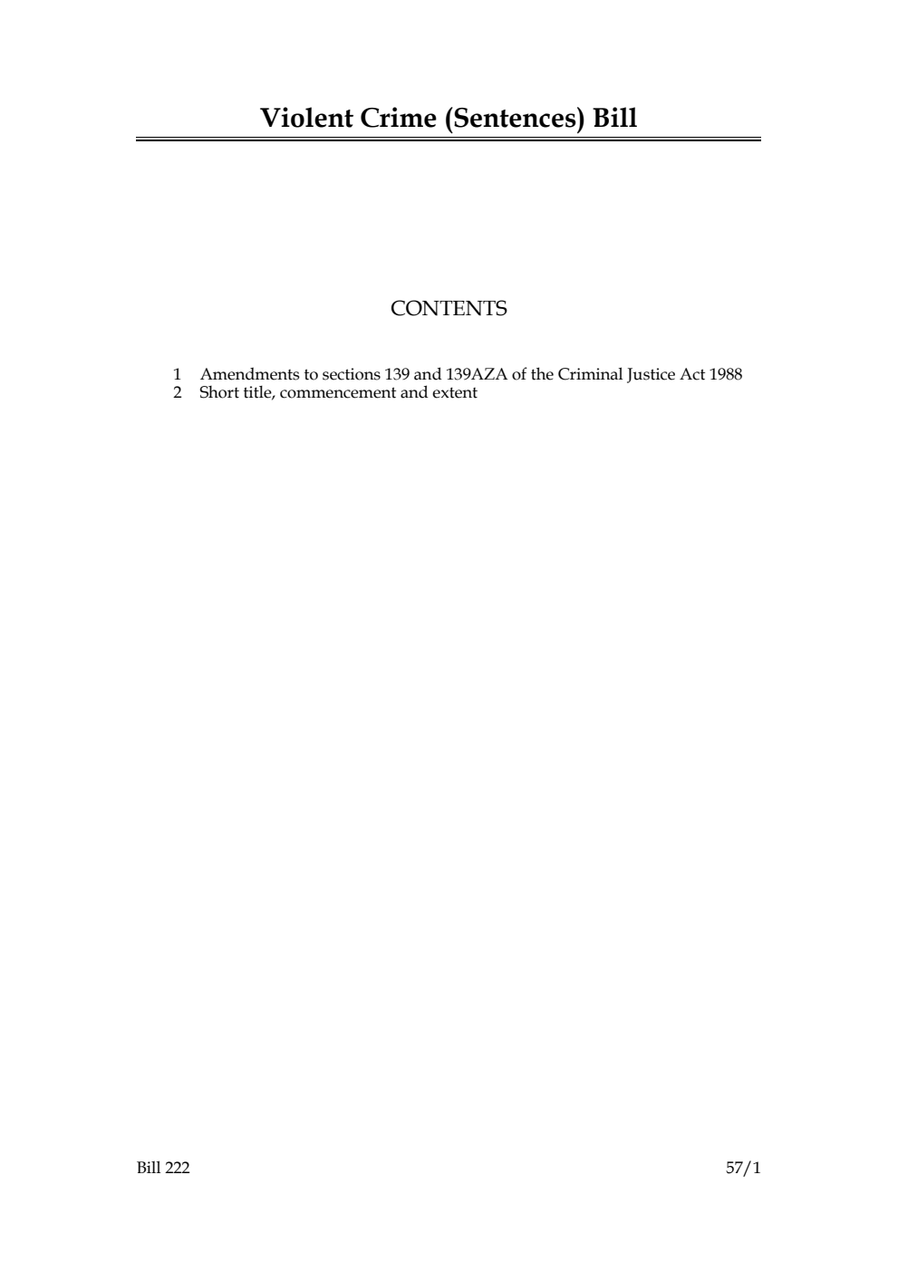 Violent Crime (Sentences) Bill