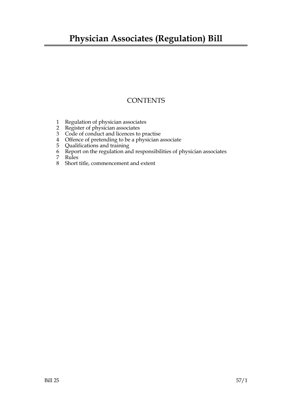 Physician Associates (Regulation) Bill