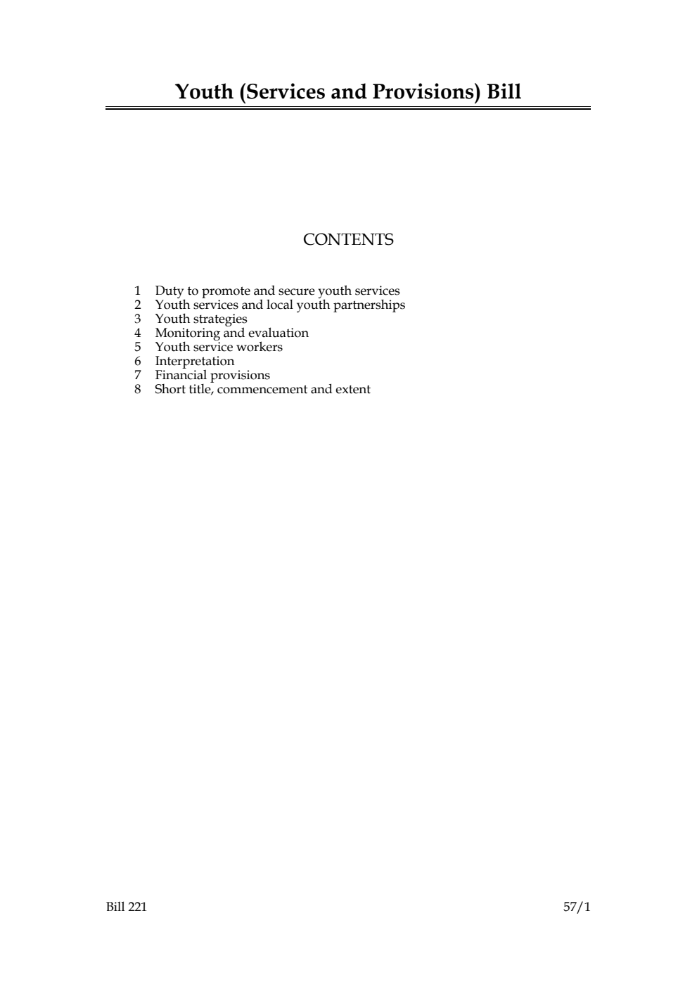 Youth (Services and Provisions) Bill