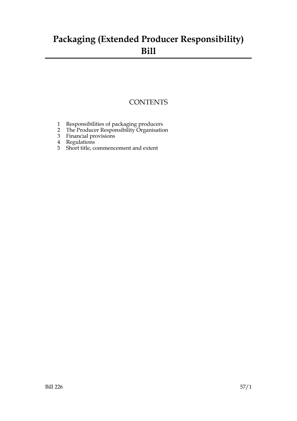 Packaging (Extended Producer Responsibility) Bill