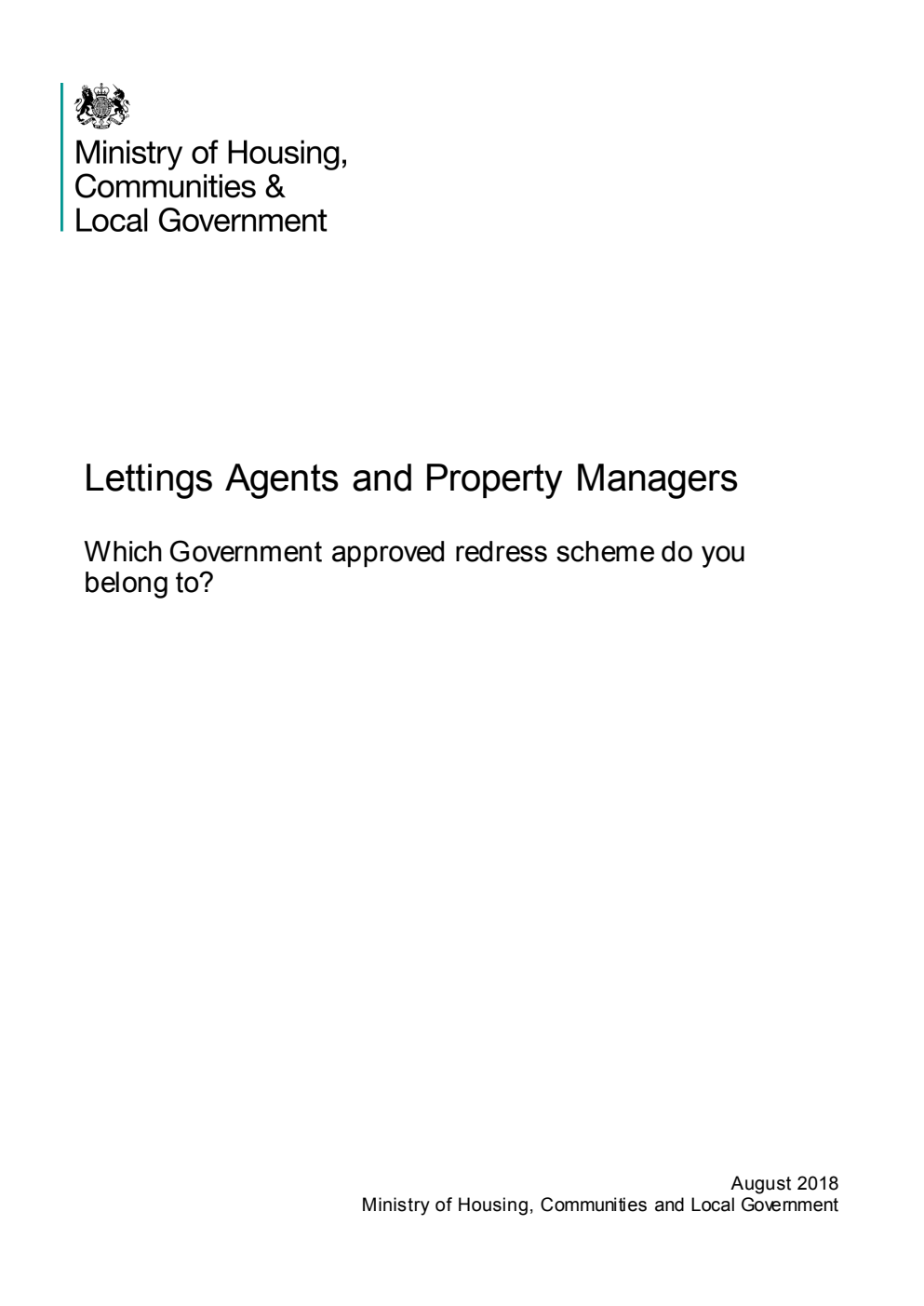 Lettings Agents and Property Managers. Which Government approved redress scheme do you belong to?