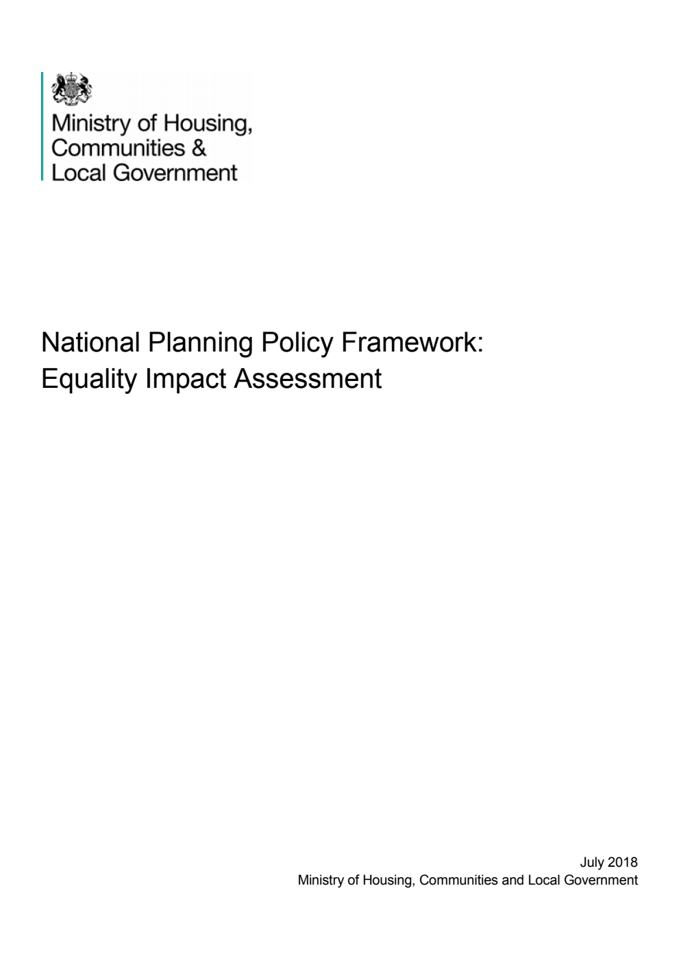 National Planning Policy Framework: Equality Impact Assessment