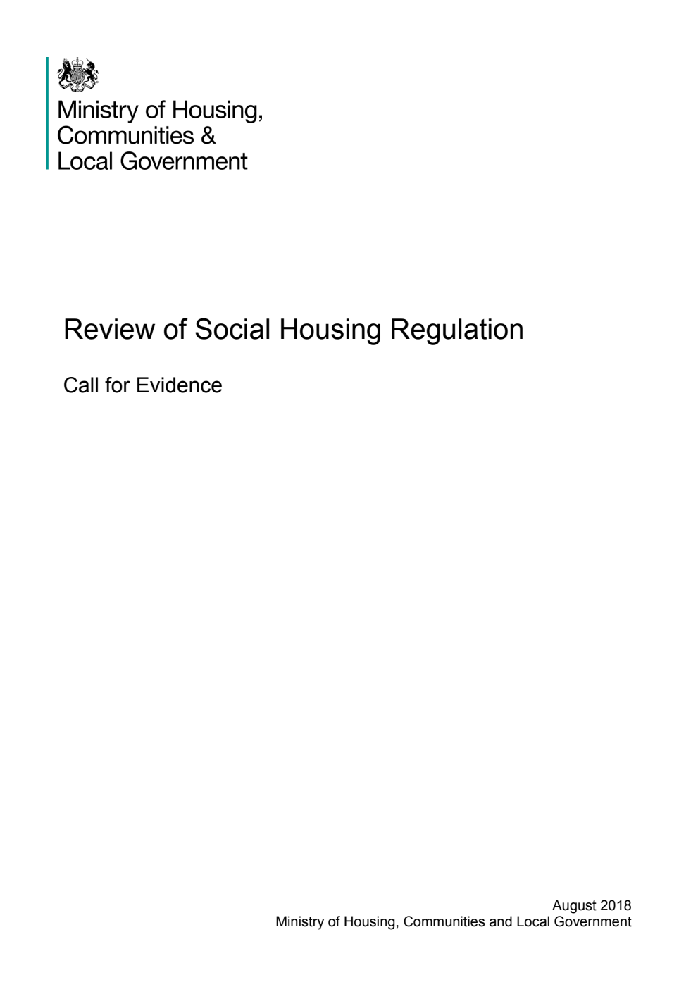 Review of Social Housing Regulation. Call for Evidence