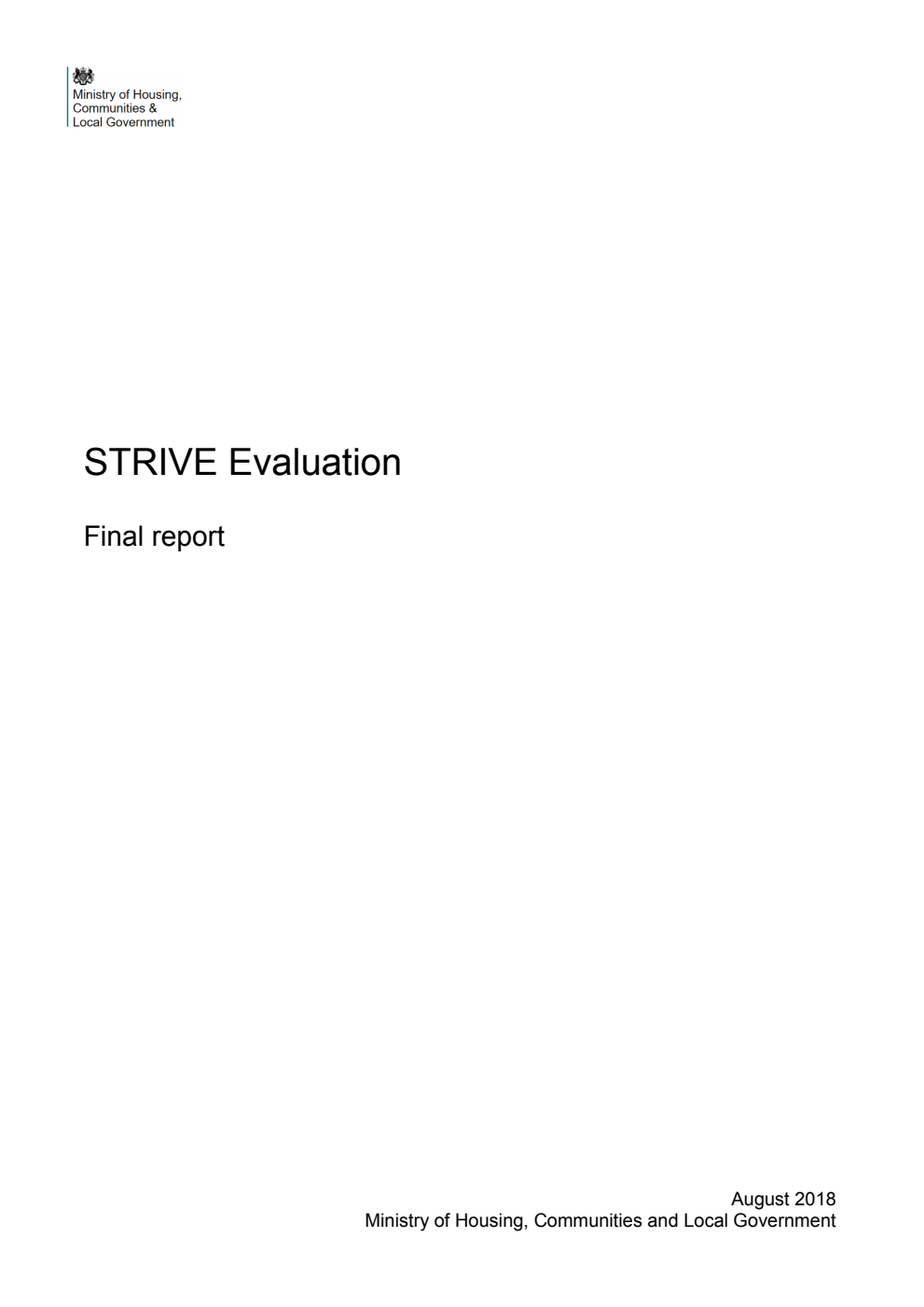 STRIVE Evaluation. Final report