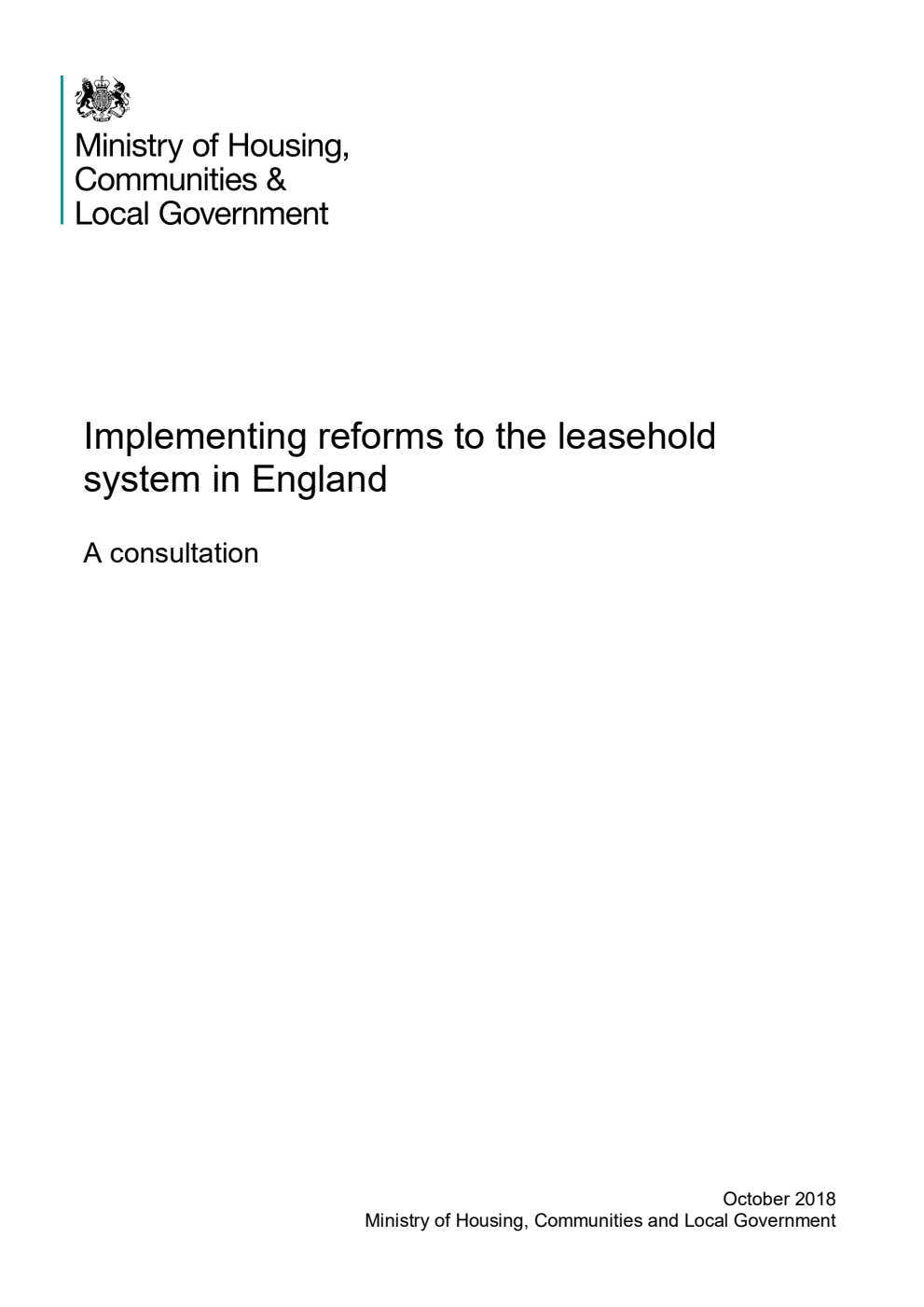 Implementing reforms to the leasehold system in England. A consultation