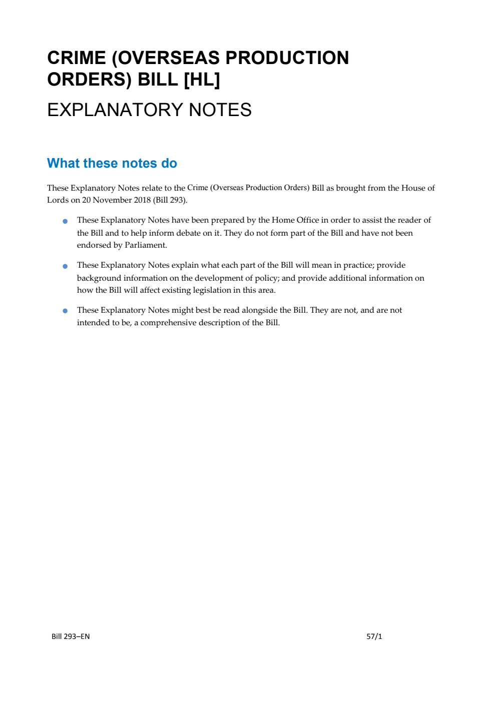 Crime (Overseas Production Orders) Bill Explanatory Notes