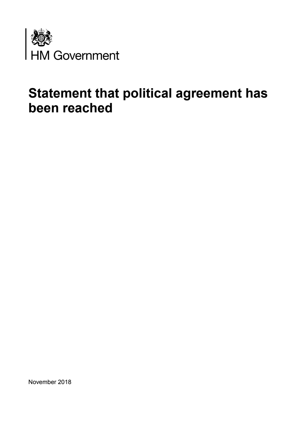 Statement that political agreement has been reached