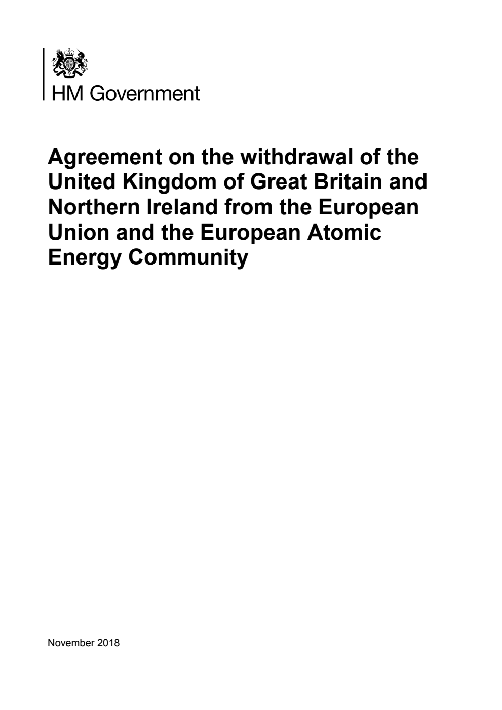Agreement on the withdrawal of the United Kingdom of Great Britain and Northern Ireland from the European Union and the European Atomic Energy Community