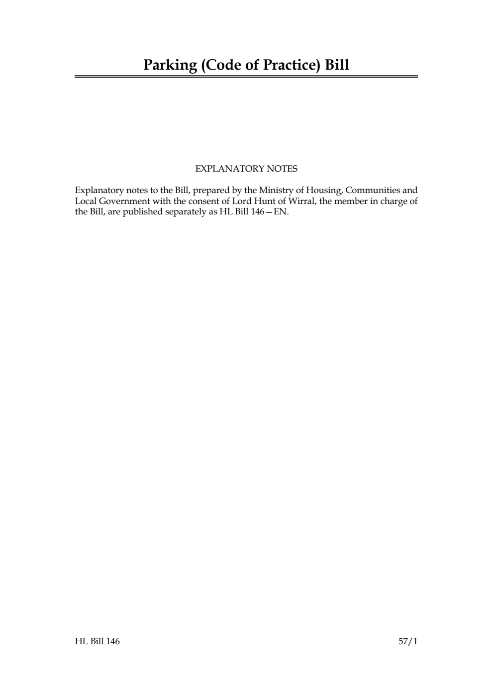 Parking (Code of Practice) Bill