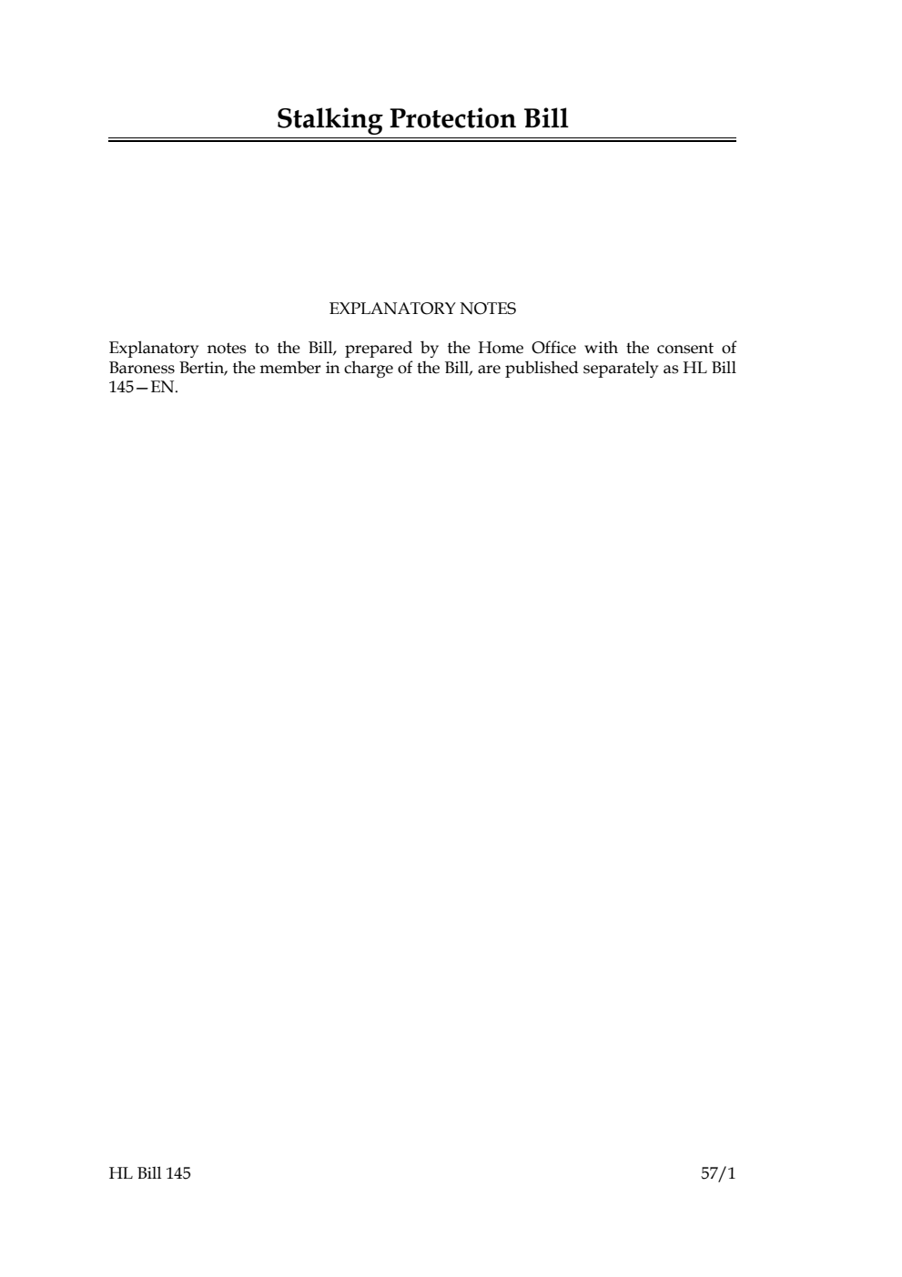 Stalking Protection Bill