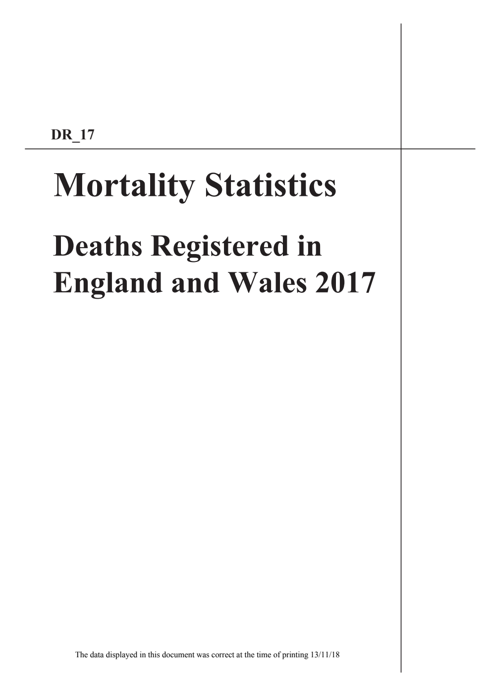 Series DR_17 Mortality Statistics Deaths Registered in England and Wales 2017