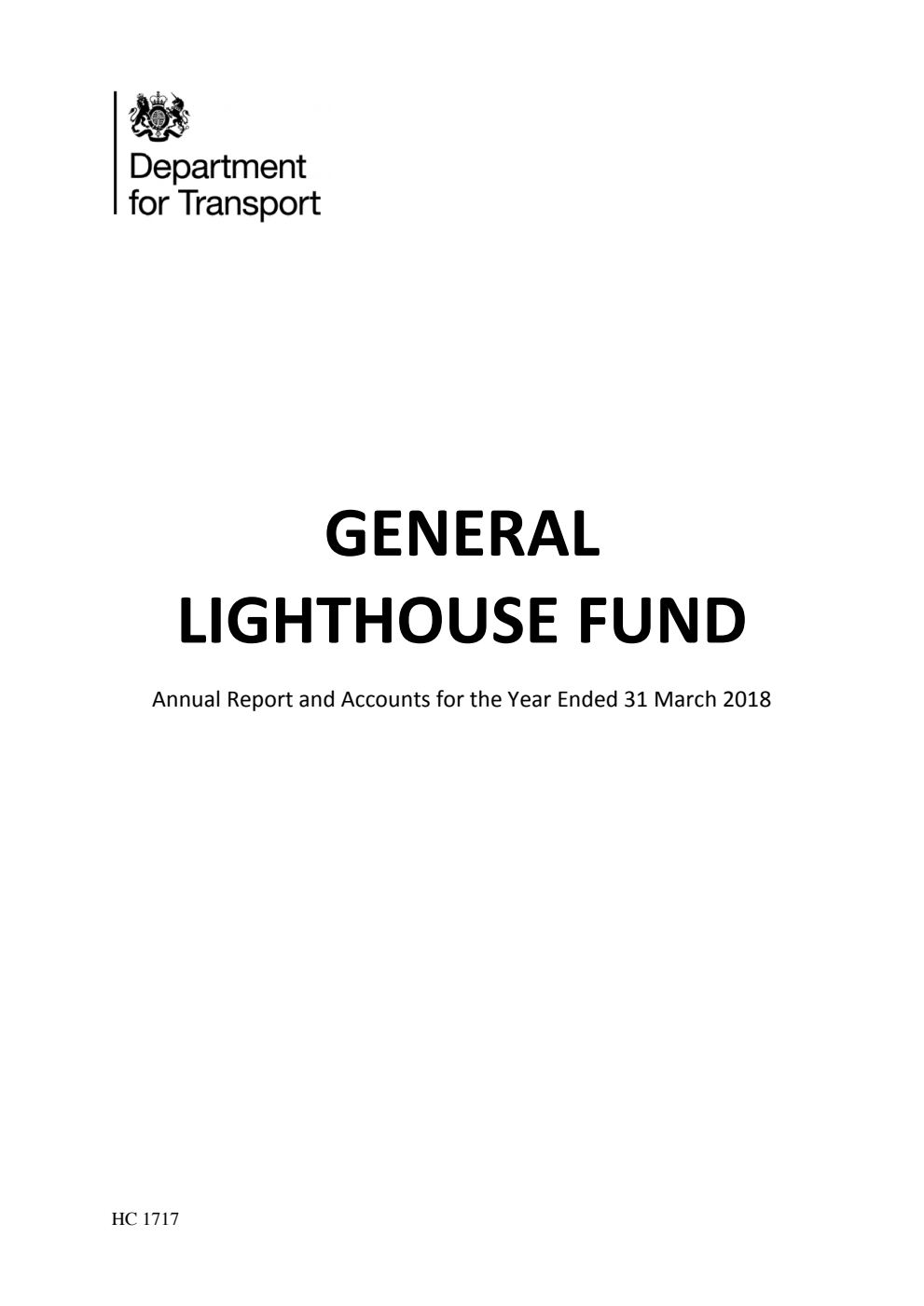 General Lighthouse Fund Annual Report and Accounts for the Year Ended 31 March 2018