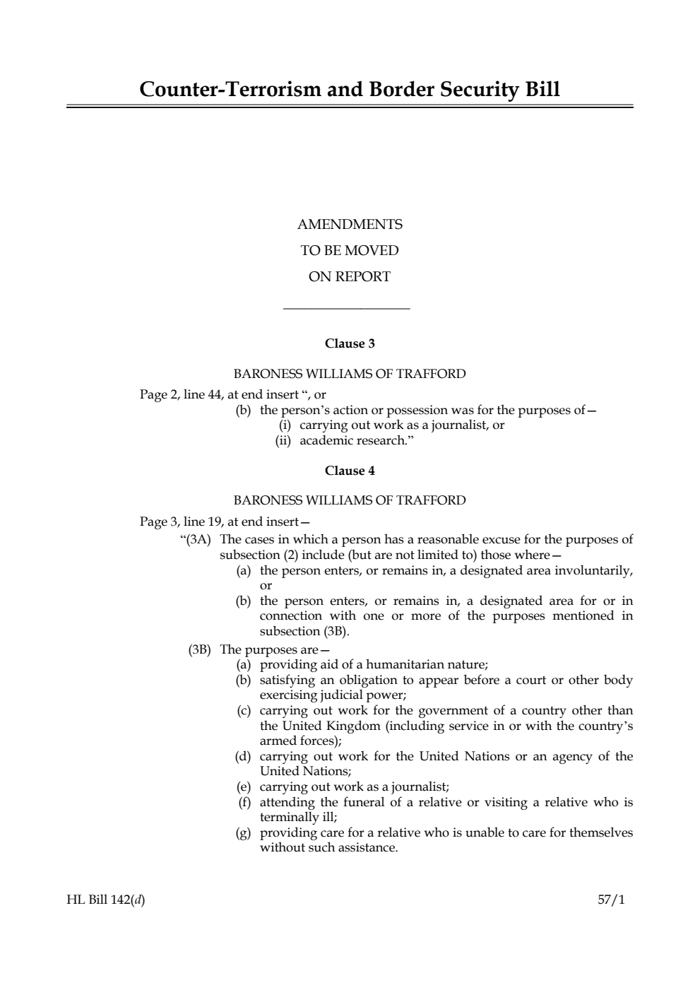 Counter-Terrorism and Border Security Bill  Amendments to be moved on report