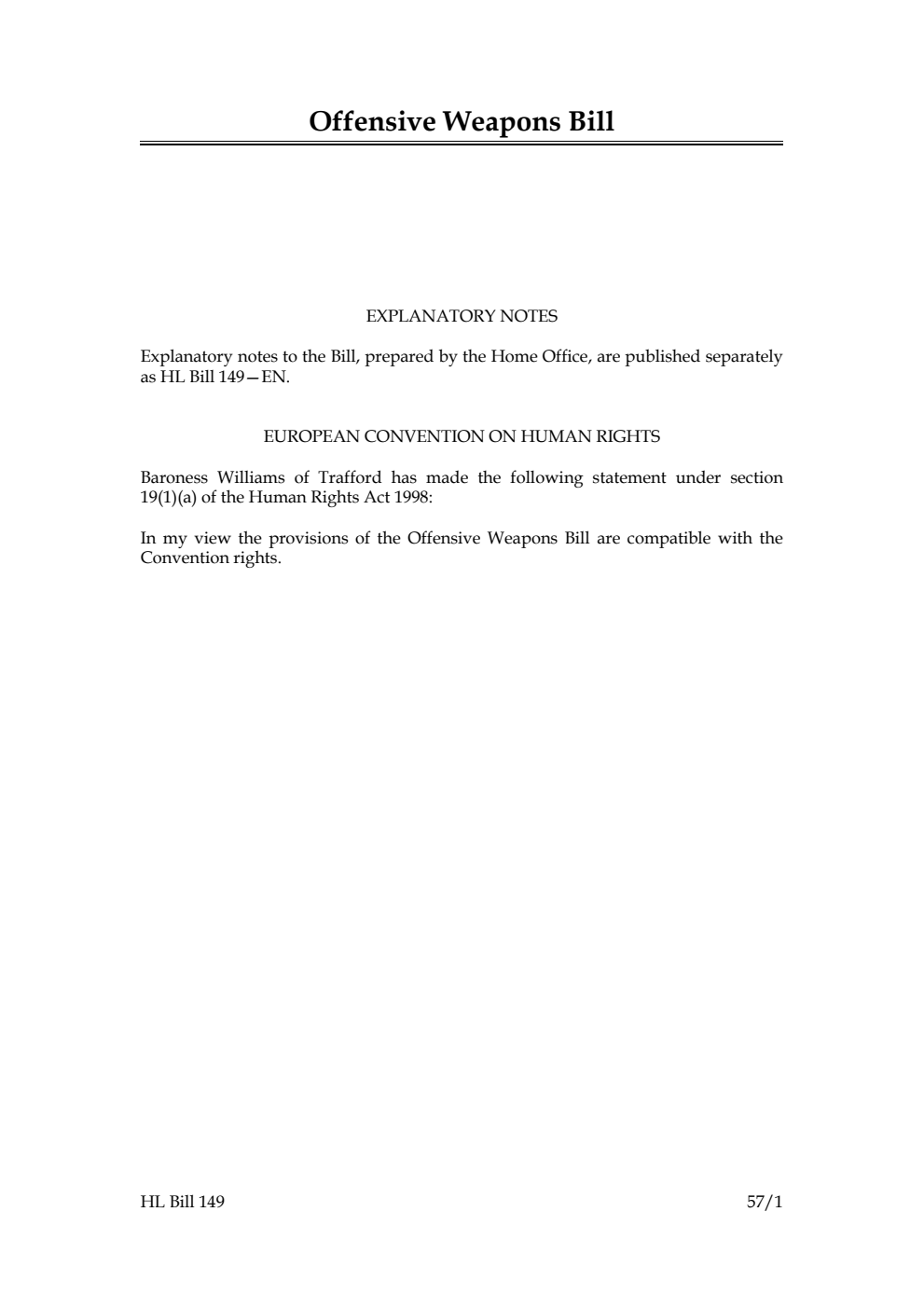 Offensive Weapons Bill