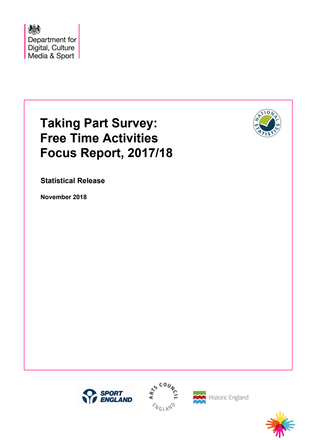Taking Part Survey: Free Time Activities Focus Report, 2017/18