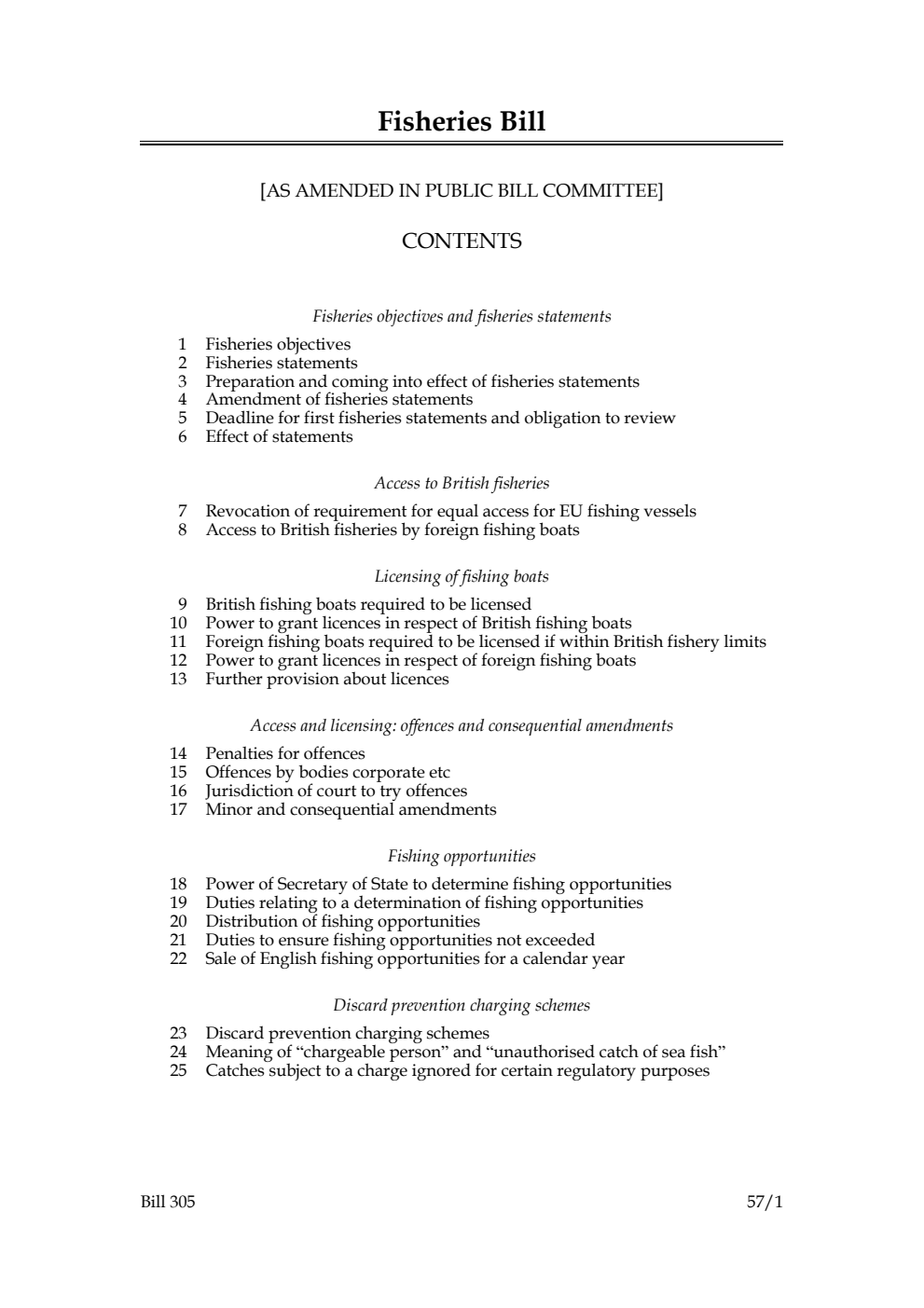 Fisheries Bill [as amended in Public Bill Committee]