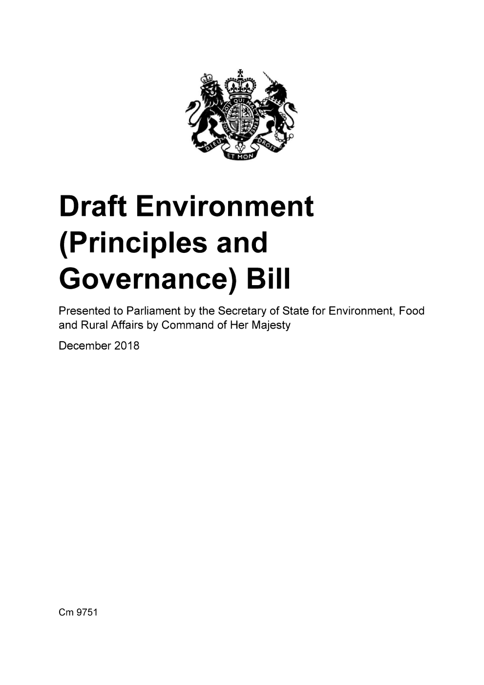Draft Environment (Principles and Governance) Bill, December 2018 