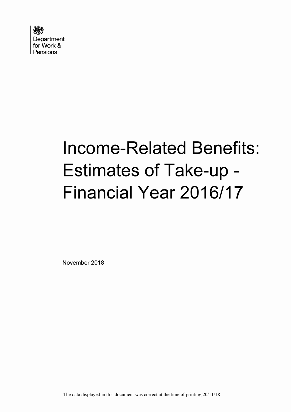 Income Related Benefits: Estimates of Take-up - Financial Year 2016/17