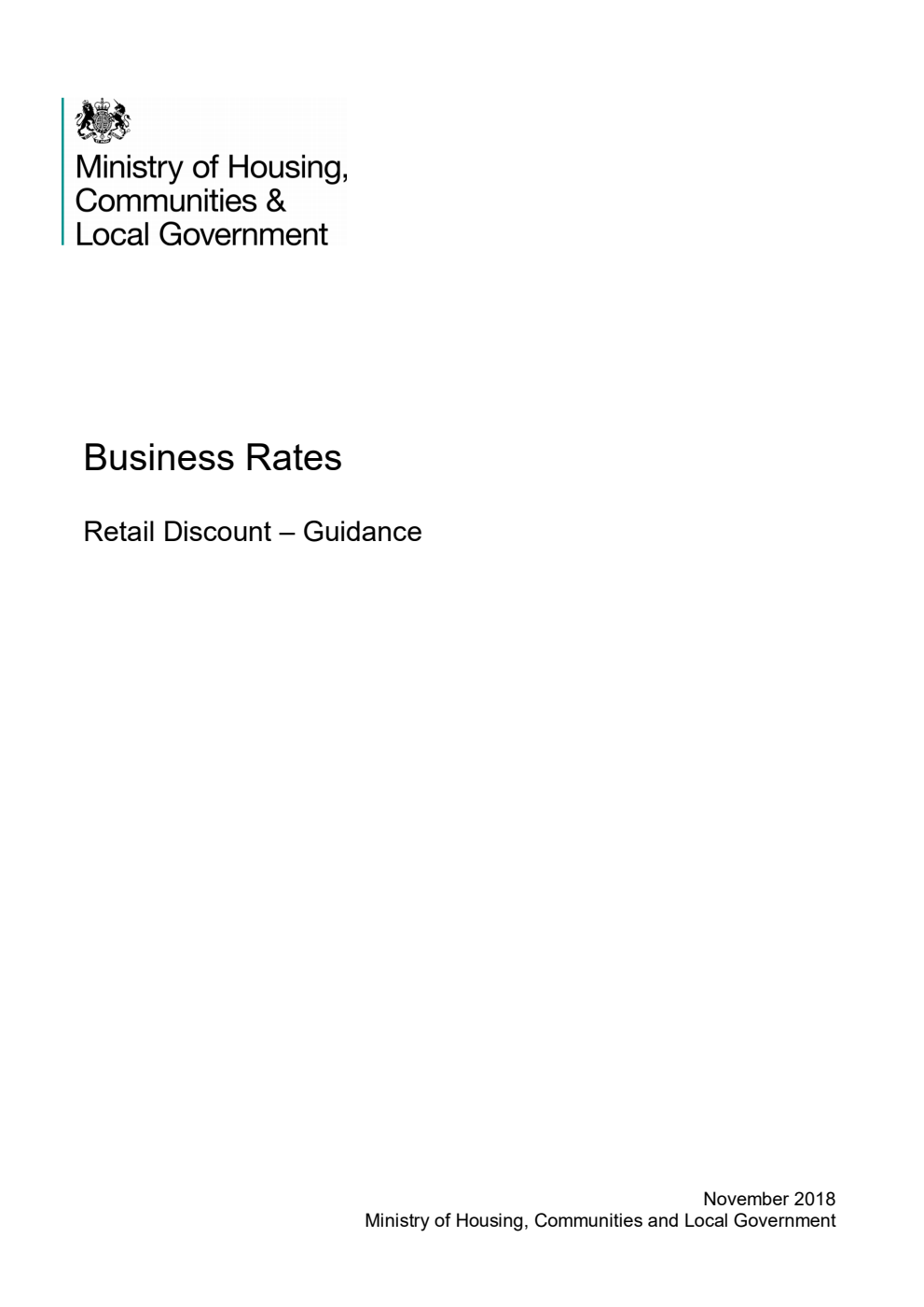 Business Rates Retail Discount - Guidance