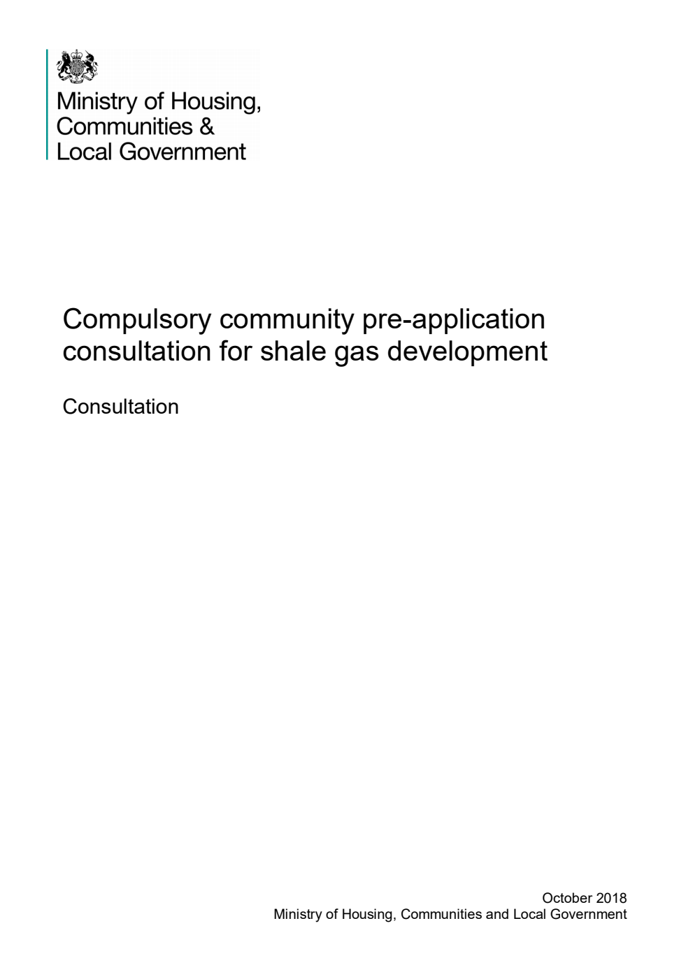 Compulsory community pre-application consultation for shale gas development. Consultation