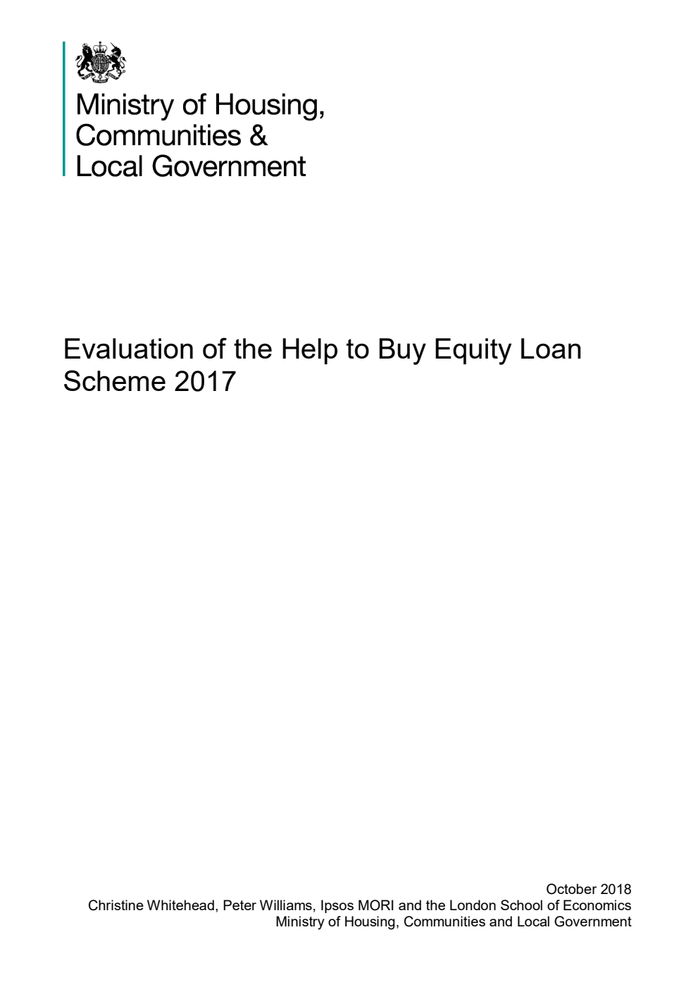 Evaluation of the Help to Buy Equity Loan Scheme 2017