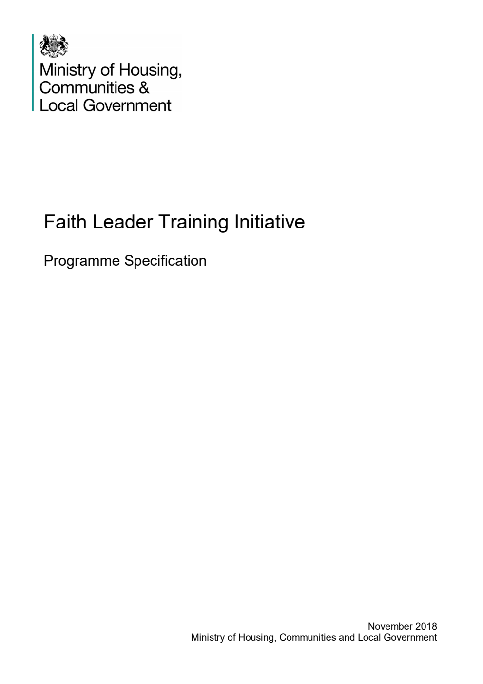 Faith Leader Training Initiative. Programme Specification