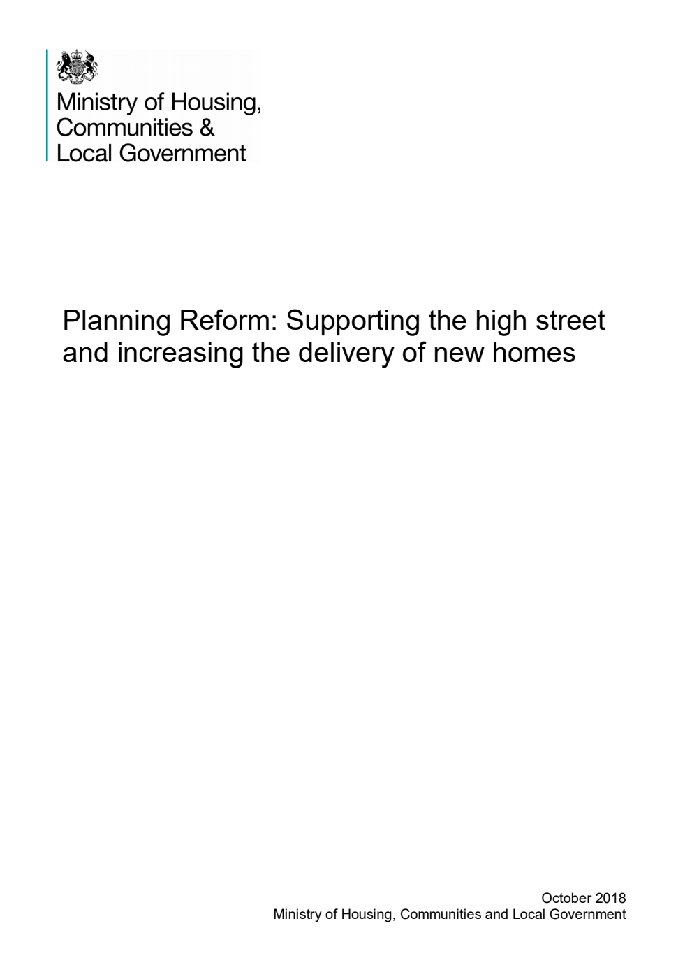 Planning Reform: Supporting the high street and increasing the delivery of new homes