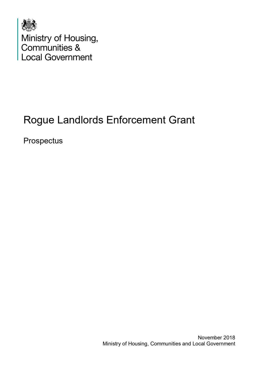 Rogue Landlords Enforcement Grant. Prospectus