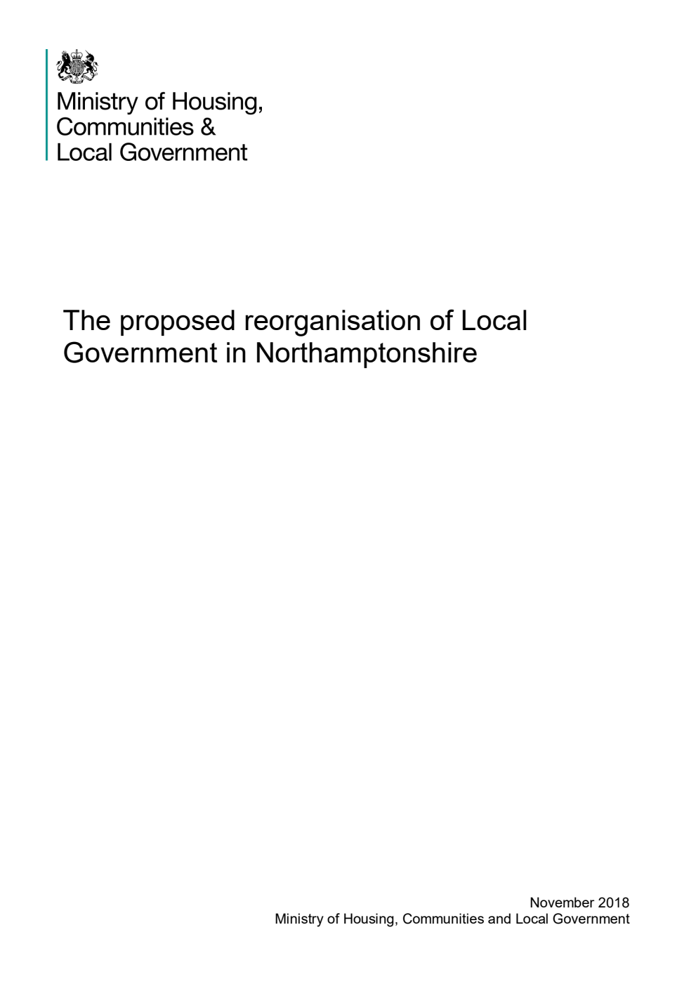 The proposed reorganisation of Local Government in Northamptonshire
