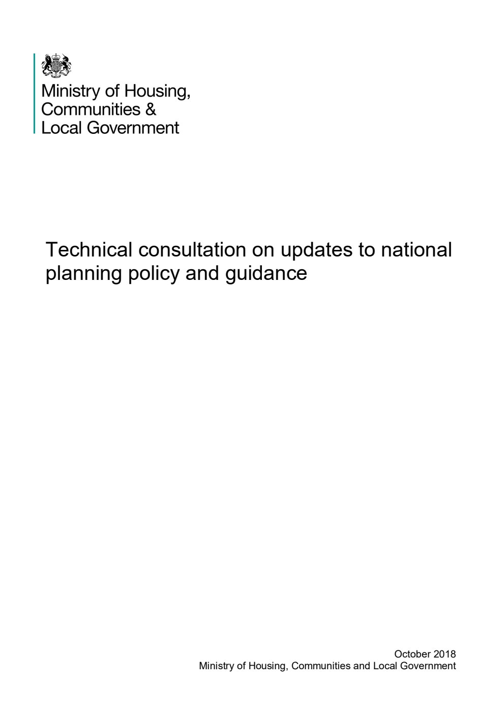 Technical consultation on updates to national planning policy and guidance