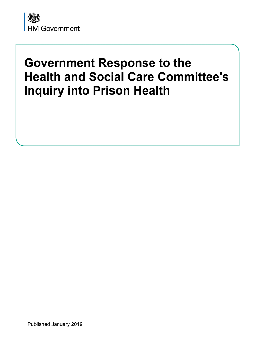 Government Response to the Health and Social Care Committee's Inquiry into Prison Health