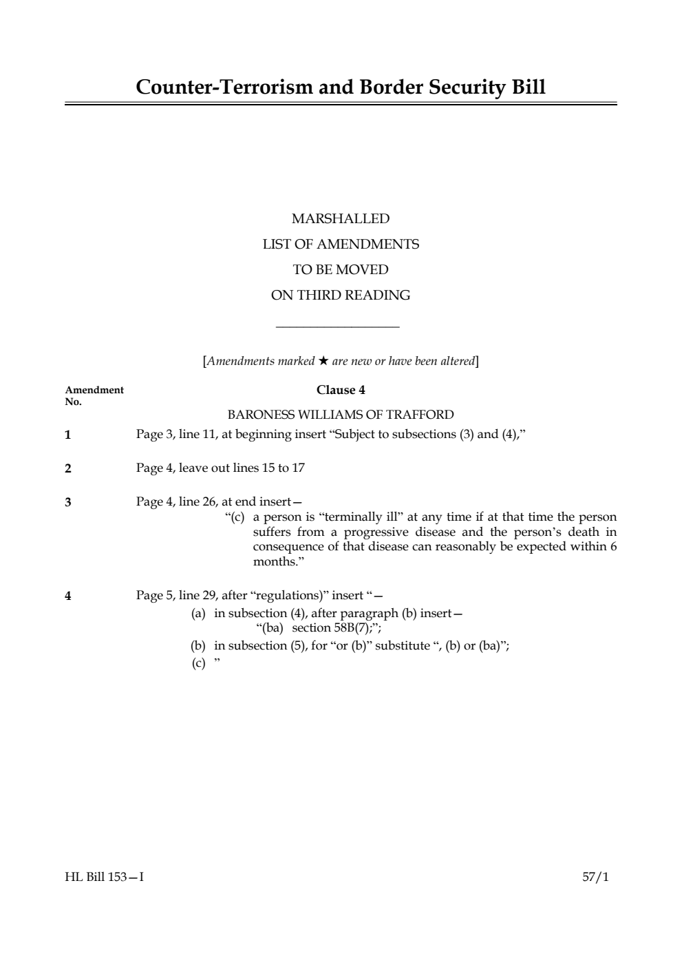 Counter-Terrorism and Border Security Bill Marshalled List of amendments to be moved on third reading
