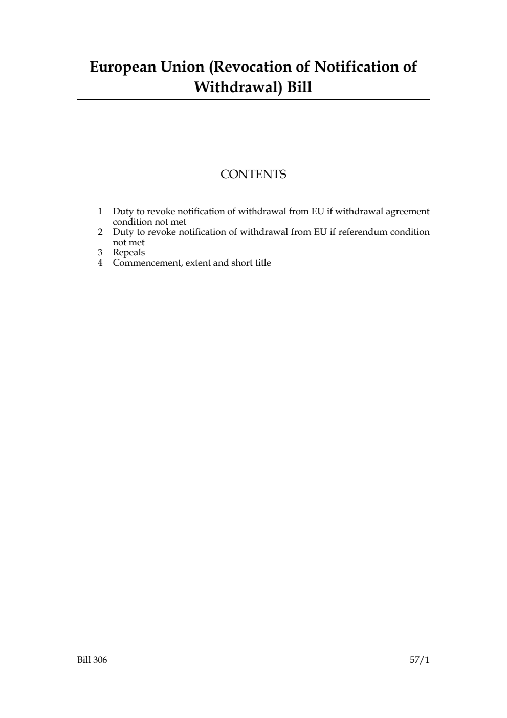 European Union (Revocation of Notification of Withdrawal) Bill