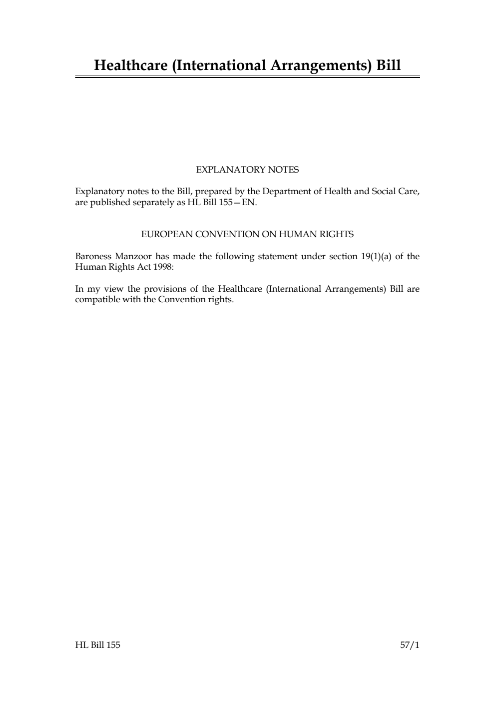 Healthcare (International Arrangements) Bill