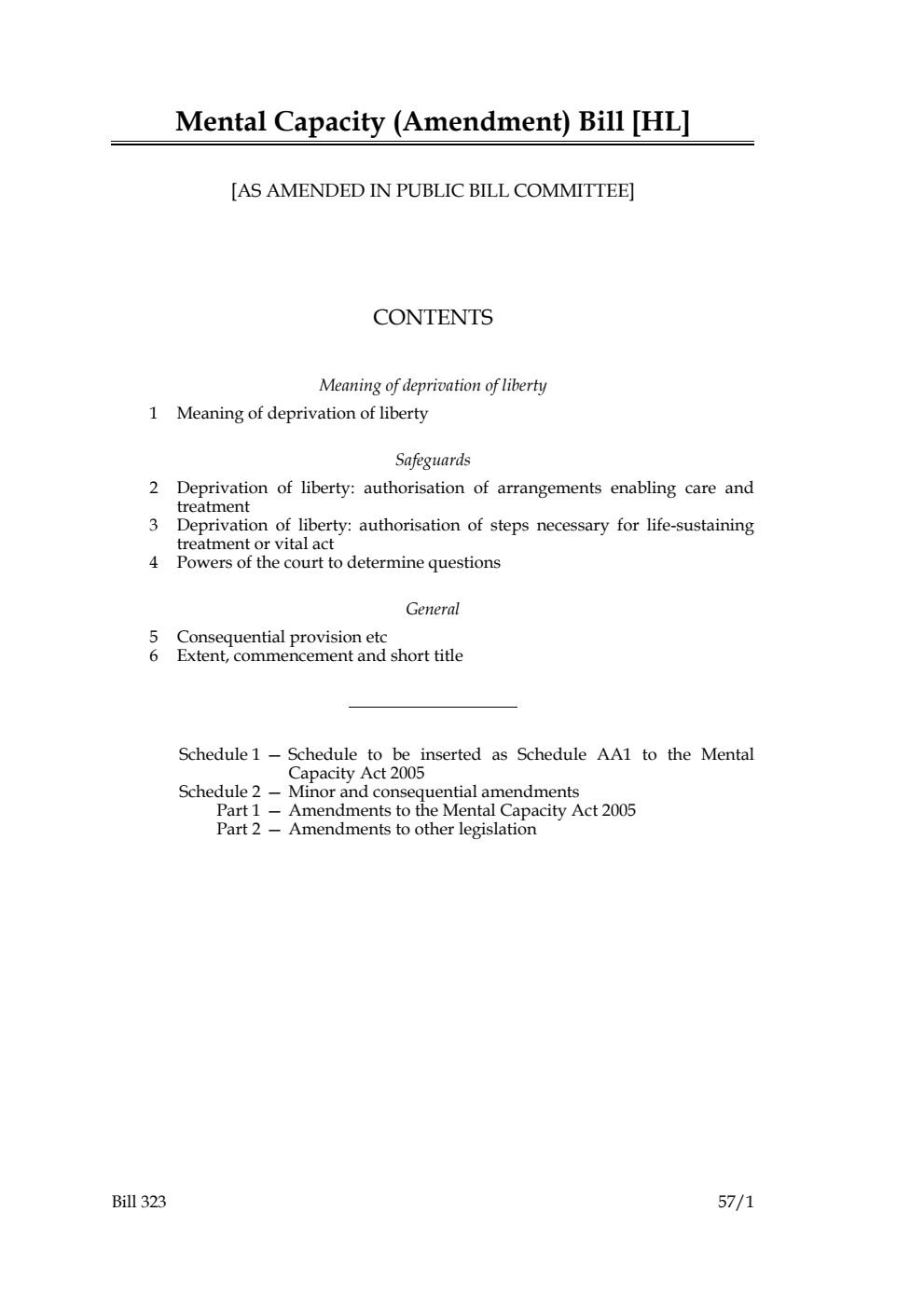 Mental Capacity (Amendment) Bill