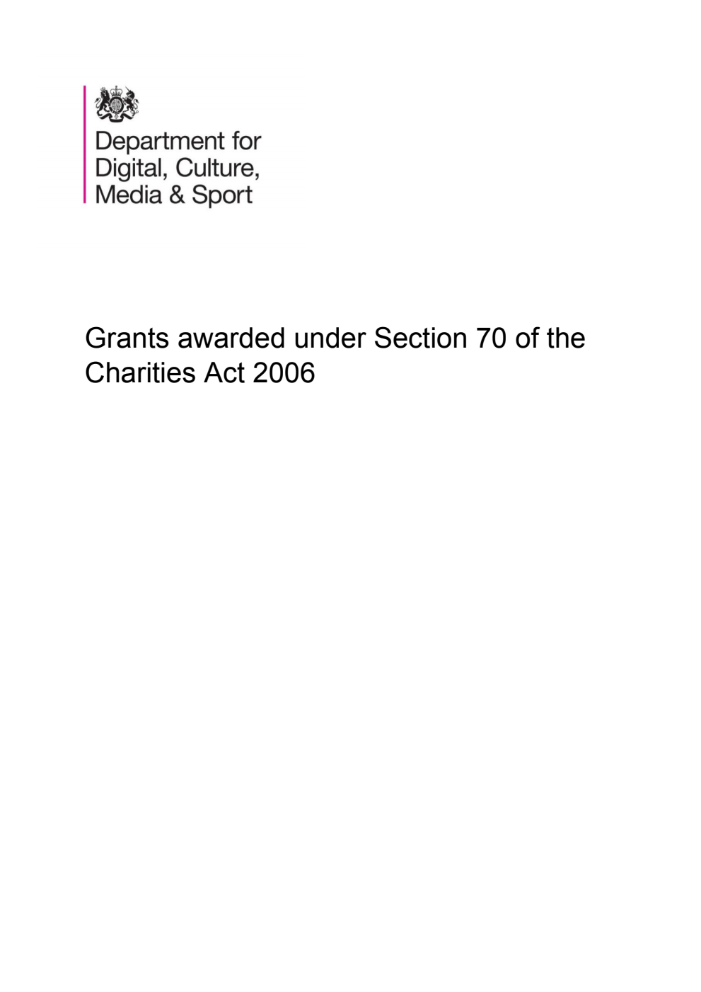 Grants awarded under Section 70 of the Charities Act 2006