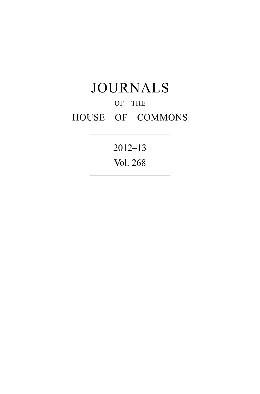 Journals of the House of Commons Volume 268 Session 2012-13