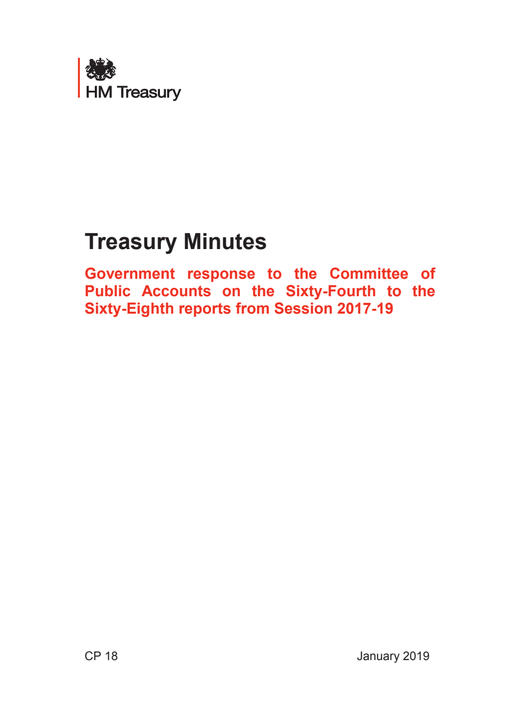 Treasury Minutes Government response to the Committee of Public Accounts on the Sixty-Fourth to the Sixty-Eighth reports from Session 2017-19