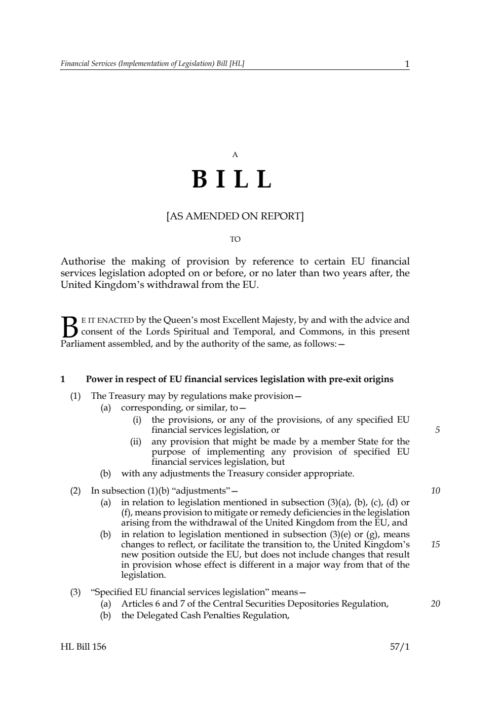 Financial Services (Implementation of Legislation) Bill