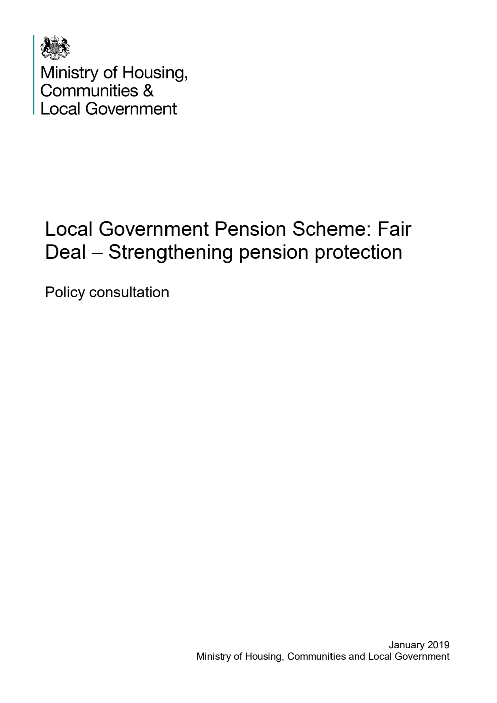 Local Government Pension Scheme: Fair Deal - Strengthening pension protection. Policy consultation