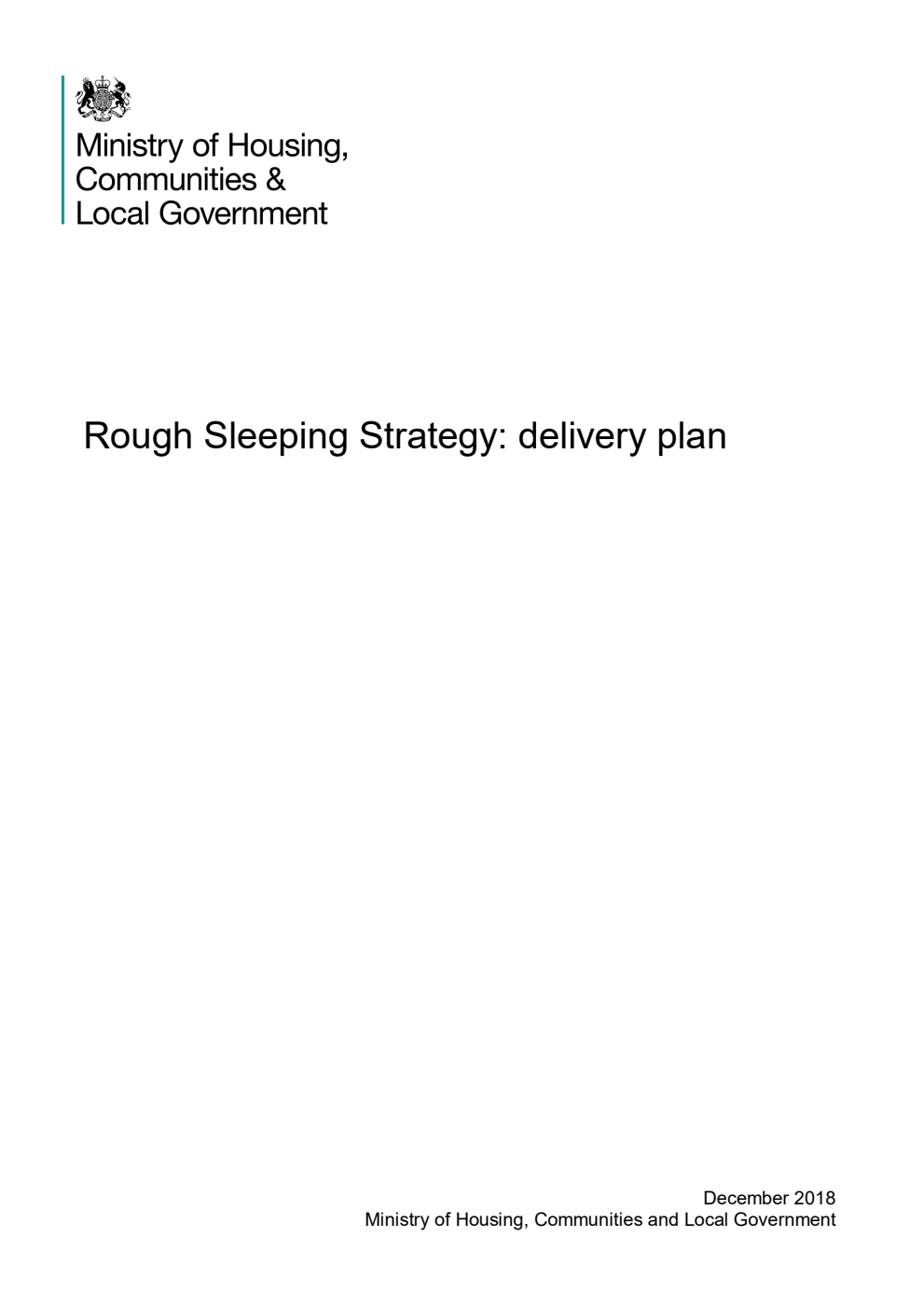 Rough Sleeping Strategy: delivery plan