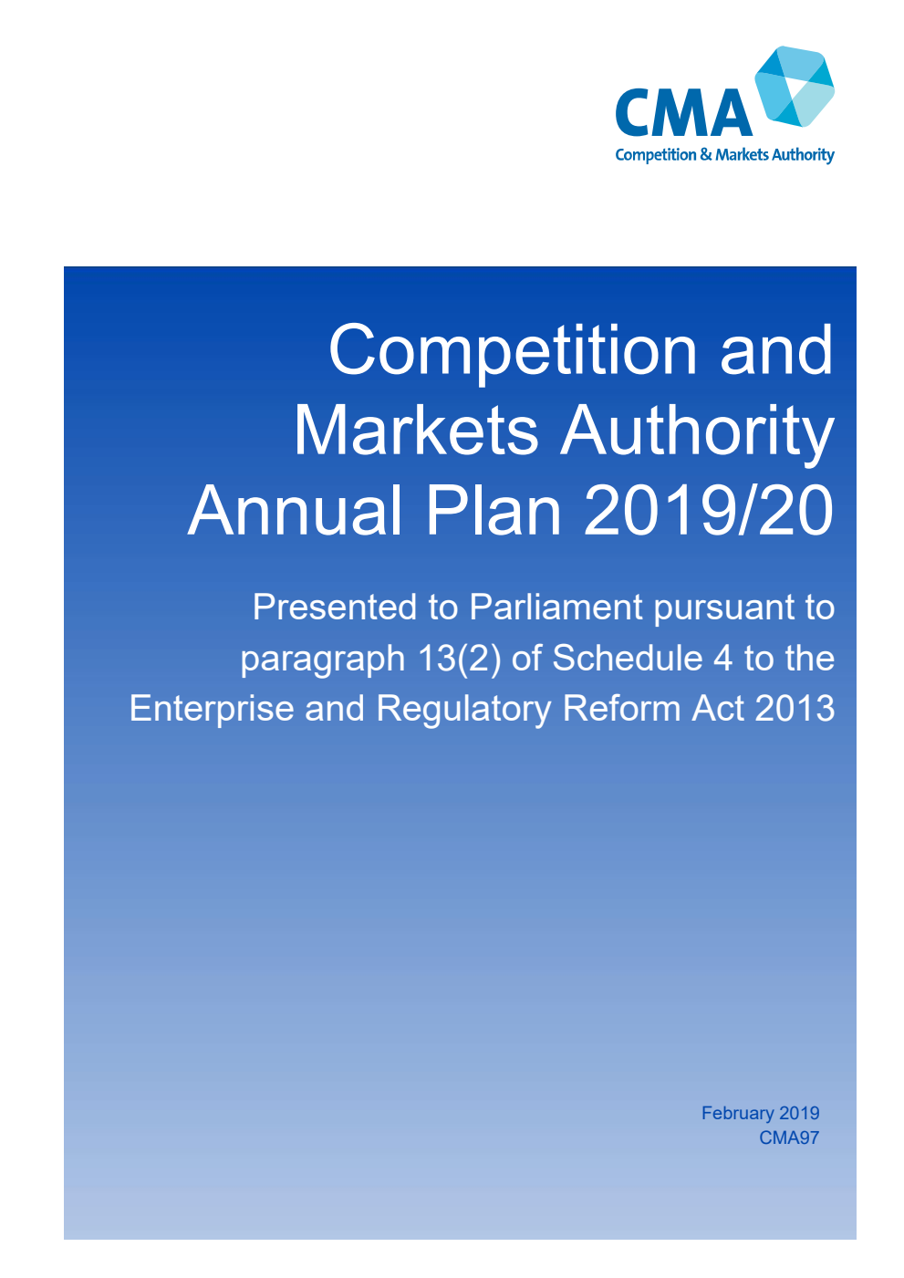 Competition and Markets Authority Annual Plan 2019/20