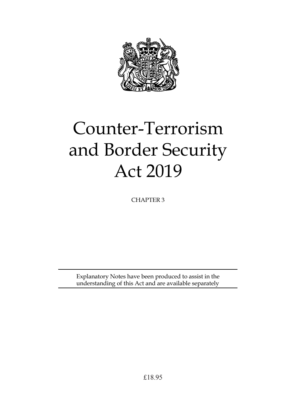CounterTerrorism and Border Security Act 2019 Chapter 3