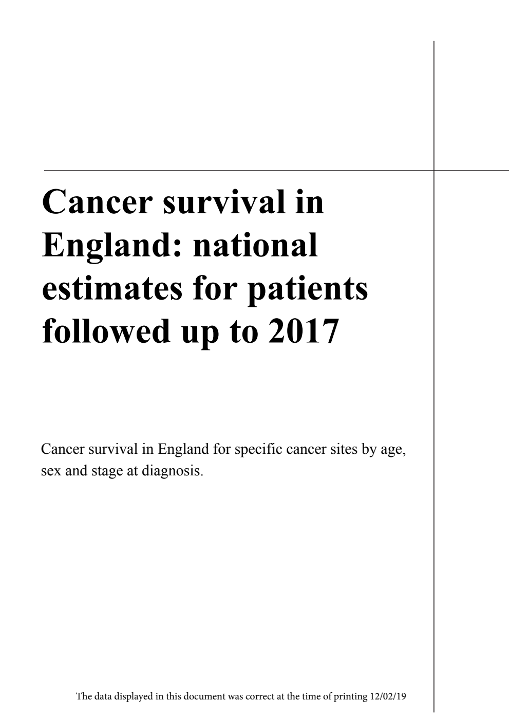 Cancer survival in England: national estimates for patients followed up to 2017: Cancer survival in England for specific cancer sites by age, sex and stage at diagnosis