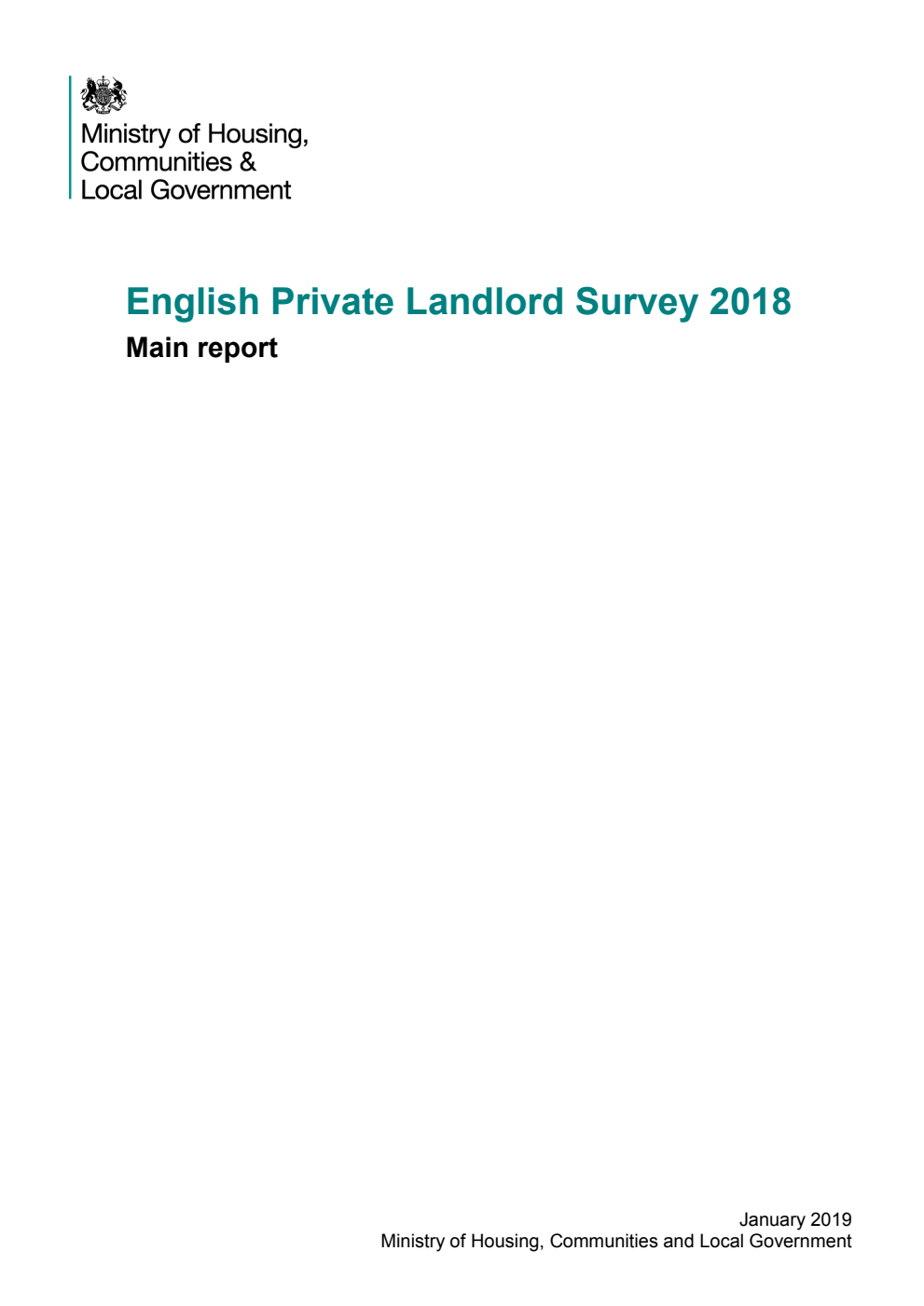 English Private Landlord Survey 2018. Main report