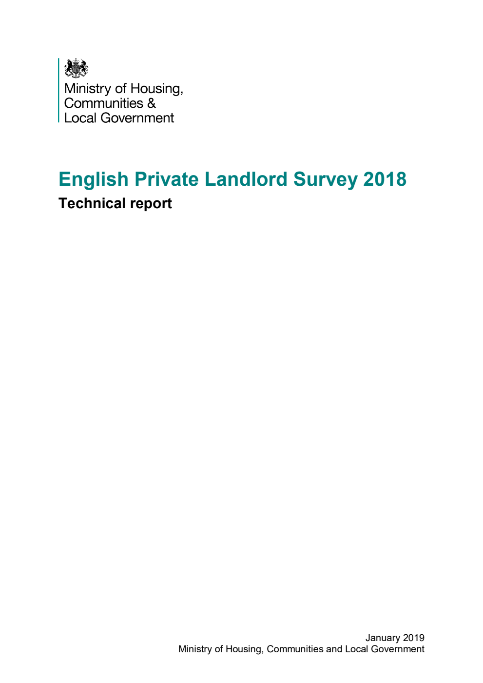 English Private Landlord Survey 2018. Technical report