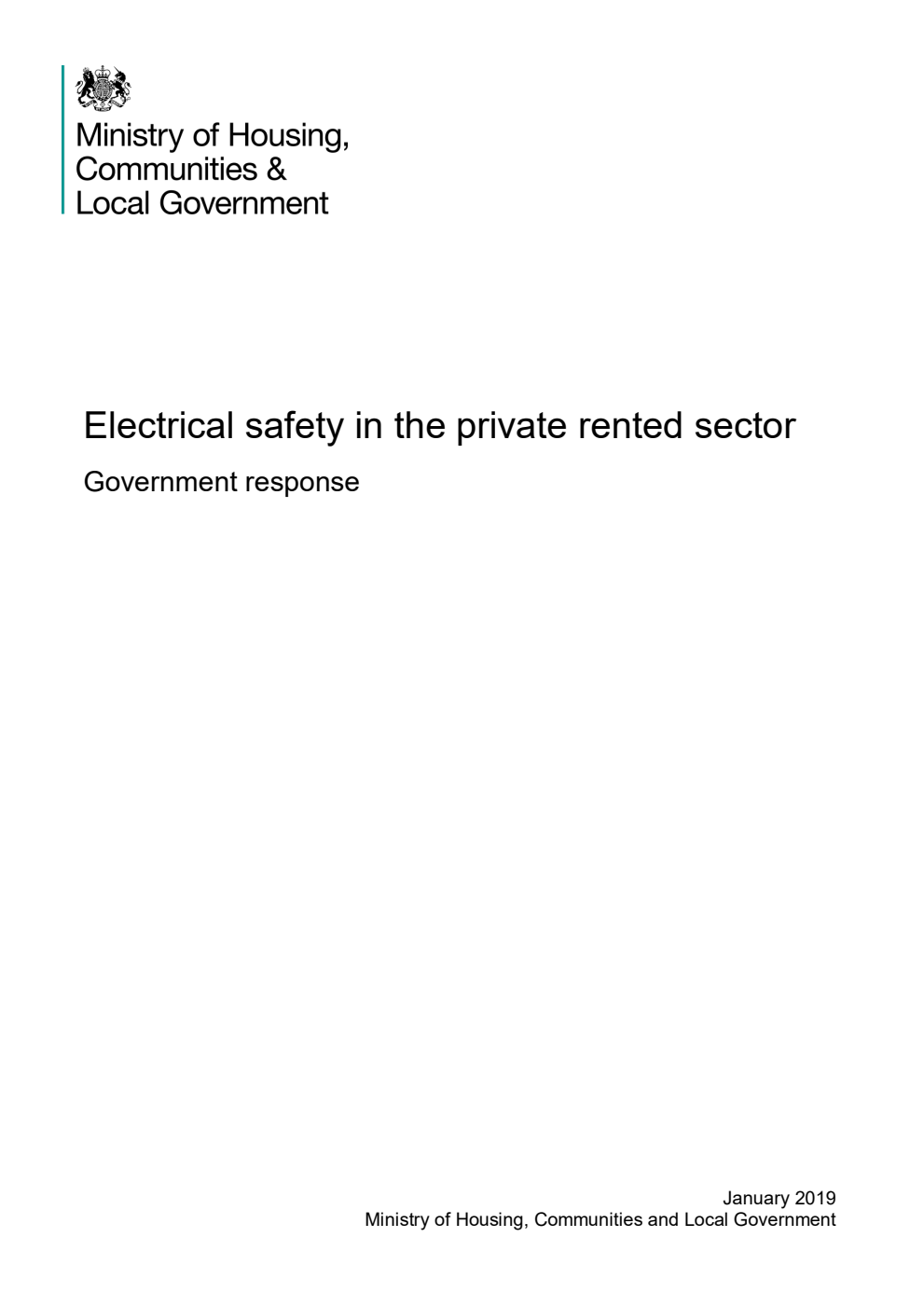 Electrical safety in the private rented sector. Government response
